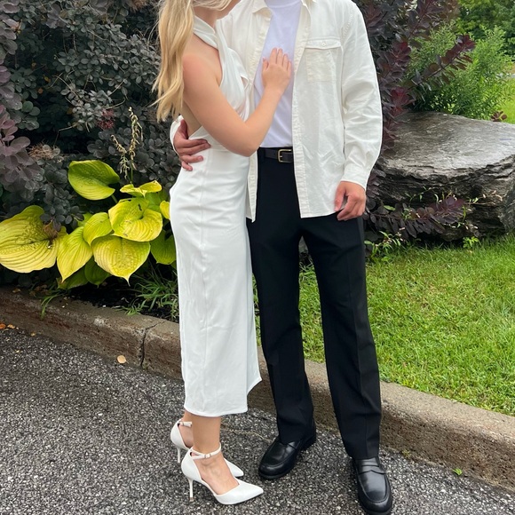 Beyond Classy White Satin Halter Midi Dress Size XS White - Picture 4 of 9